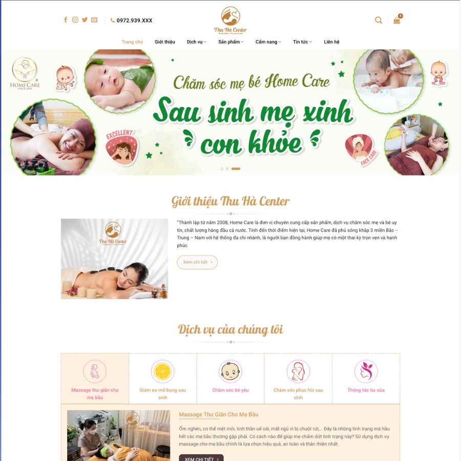 Themes Wordpress đẹp mẫu web chăm sóc em bé sơ sinh, langdingpage em bé