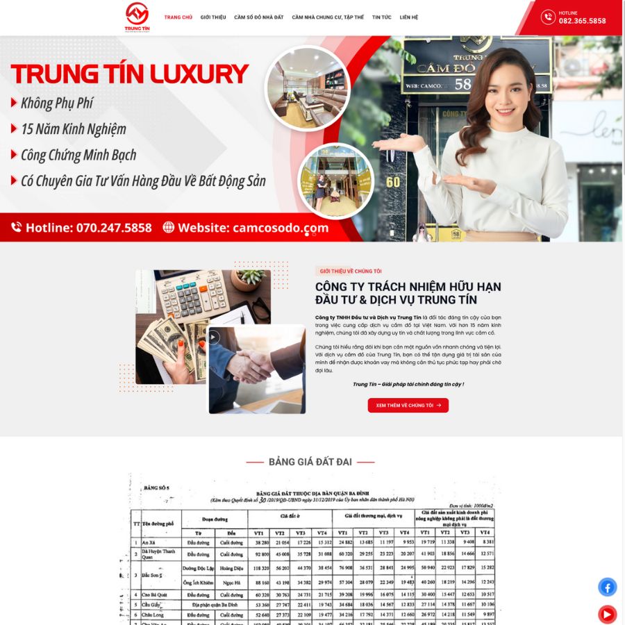 Themes Wordpress đẹp mẫu website cầm cố sổ đỏ