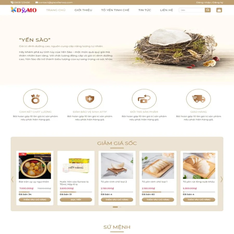 Themes Wordpress đẹp mẫu website bán hàng, yến sào 3